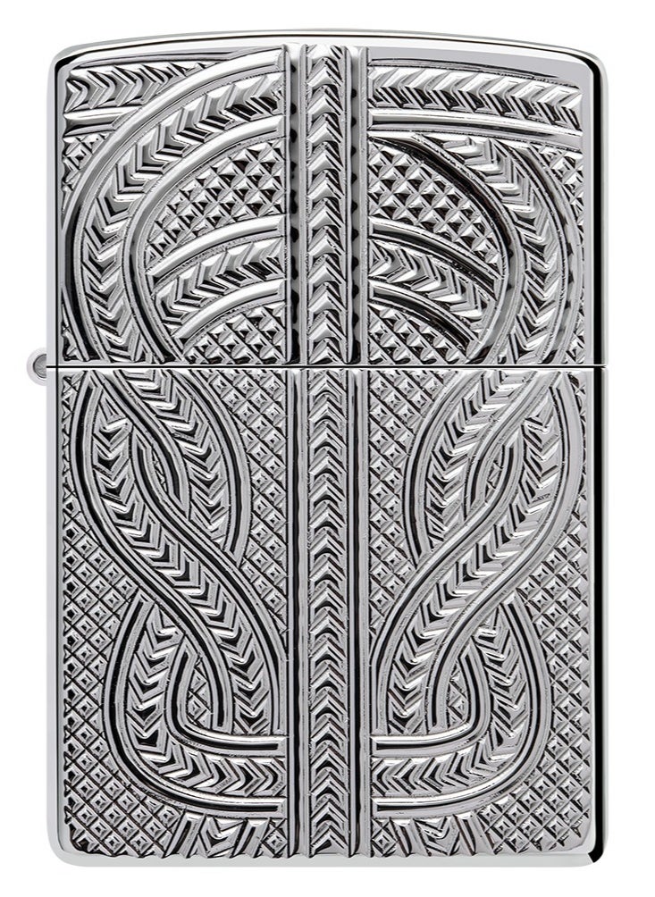 Ae400714 167 Greek Pattern Armor High Polish Chrome Windproof Lighter