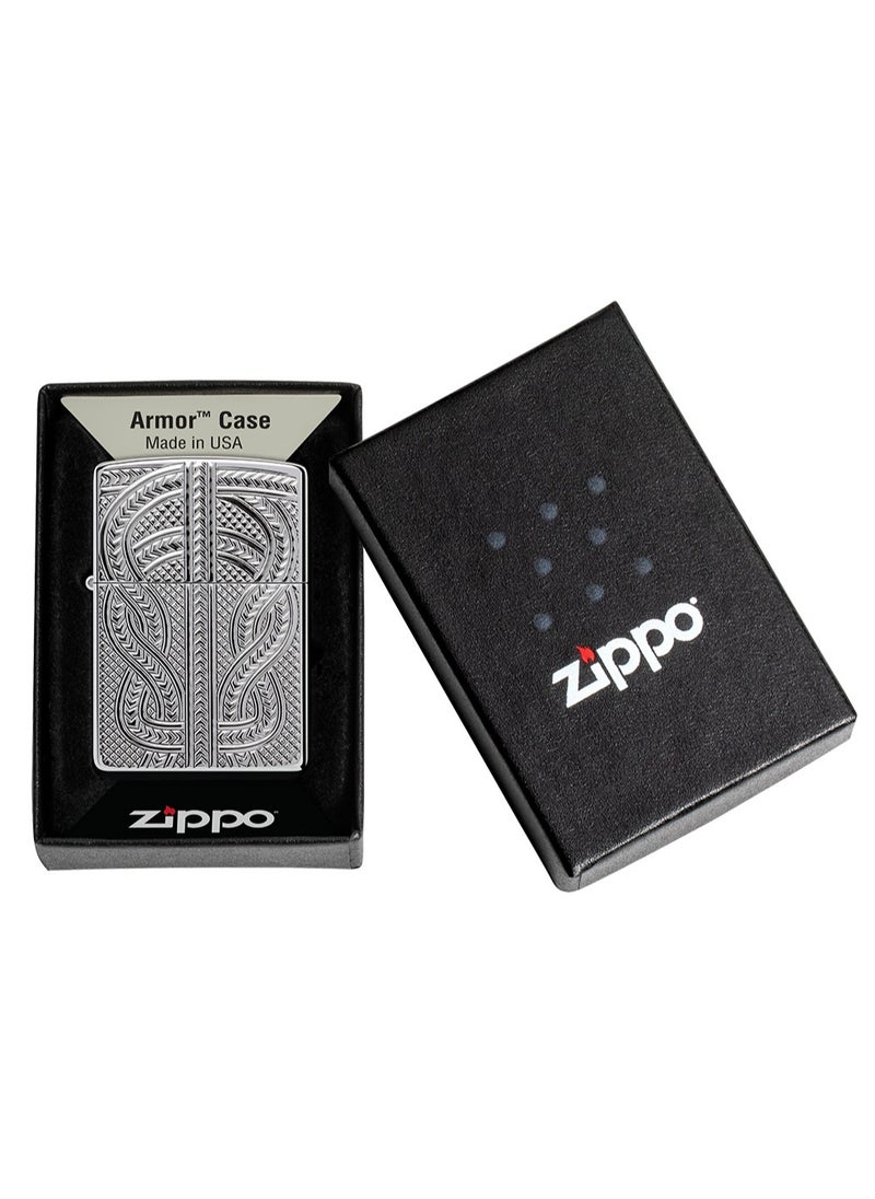Ae400714 167 Greek Pattern Armor High Polish Chrome Windproof Lighter