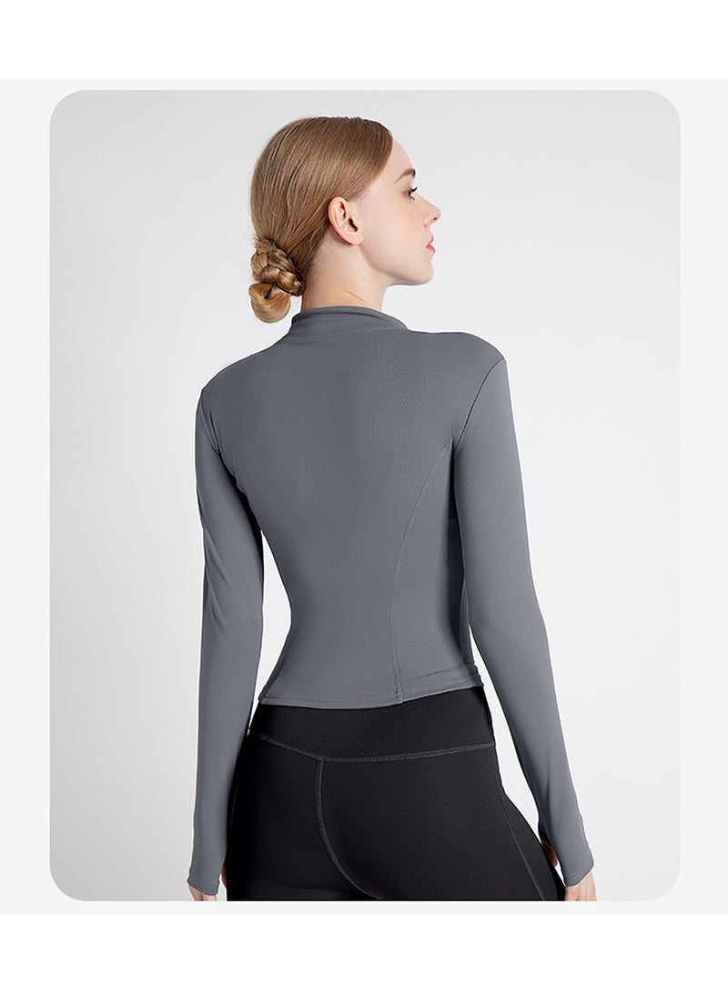 Women's Tracksuit Jacket Slim Fit Long Sleeved Fitness Coat Yoga Tops with Thumb Holes Gym Jacket Workout Sweatshirts  - Image 2