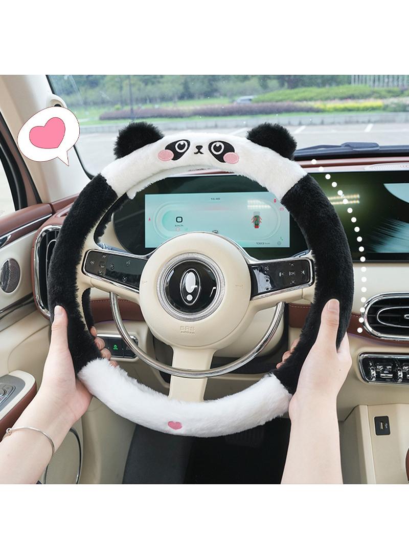 Car steering wheel cover cartoon panda anti freeze anti slip steering wheel handle cover 38cm - Image 1