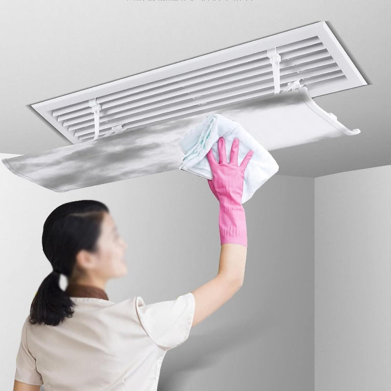 عاكس مكيف هواء قابل للتعديل مقاس 20 × 60 سم، عاكس هواء، مخرج هواء، جناح هواء، حاجز تبريد هواء، اتجاه الرياح، زجاج أمامي تلسكوبي للمنزل، أبيض - Image 5