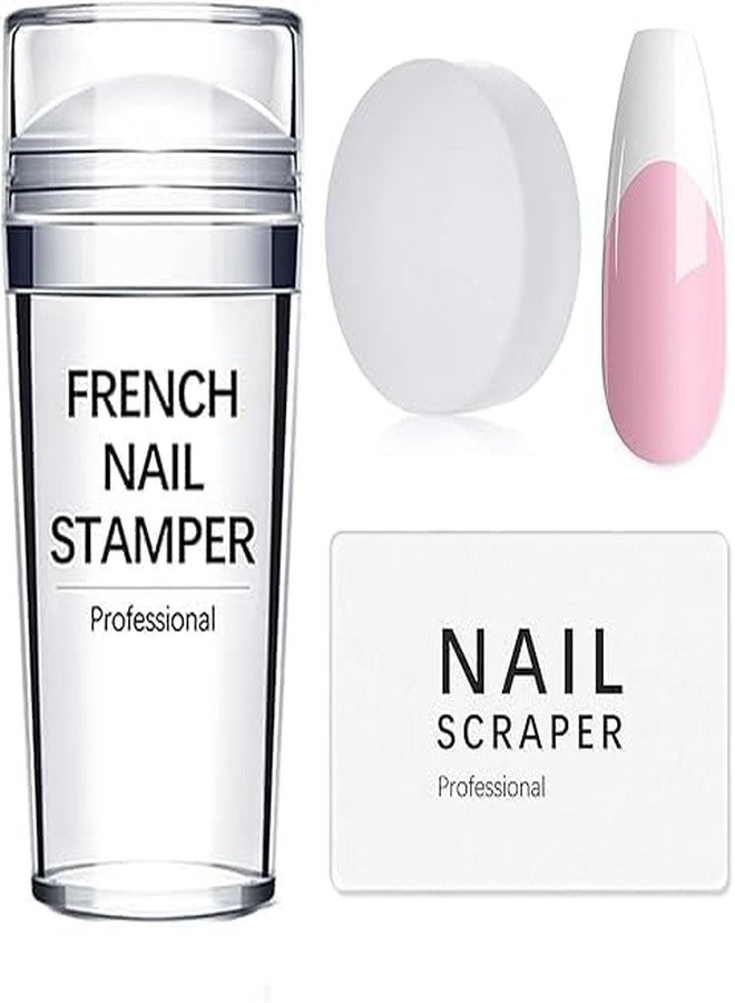 bolt bee Boltbee French Tip Nail Stamp Scrapers and Replaceable Stamper Heads DIY Nail Art Tools Transparent Manicure Tools Professional Jelly Silicone Nail Stamper Nail Art for Girl's - Image 1