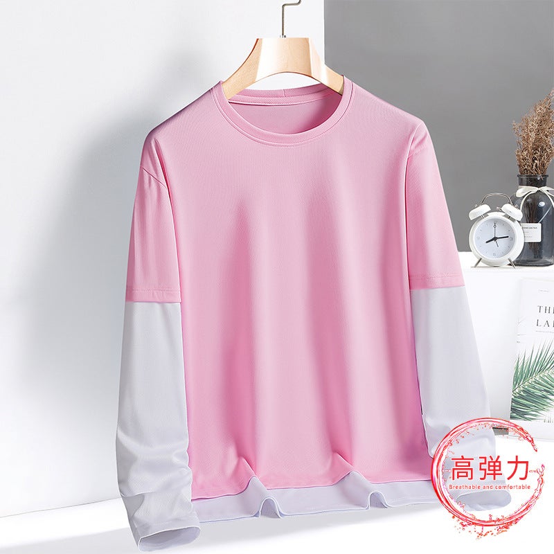 61896 Spring 2024 New Quick-drying Ice Silk Long-sleeved T-shirt Men's Casual Jacket Sports Stretch Cotton Fitness Household - Image 5