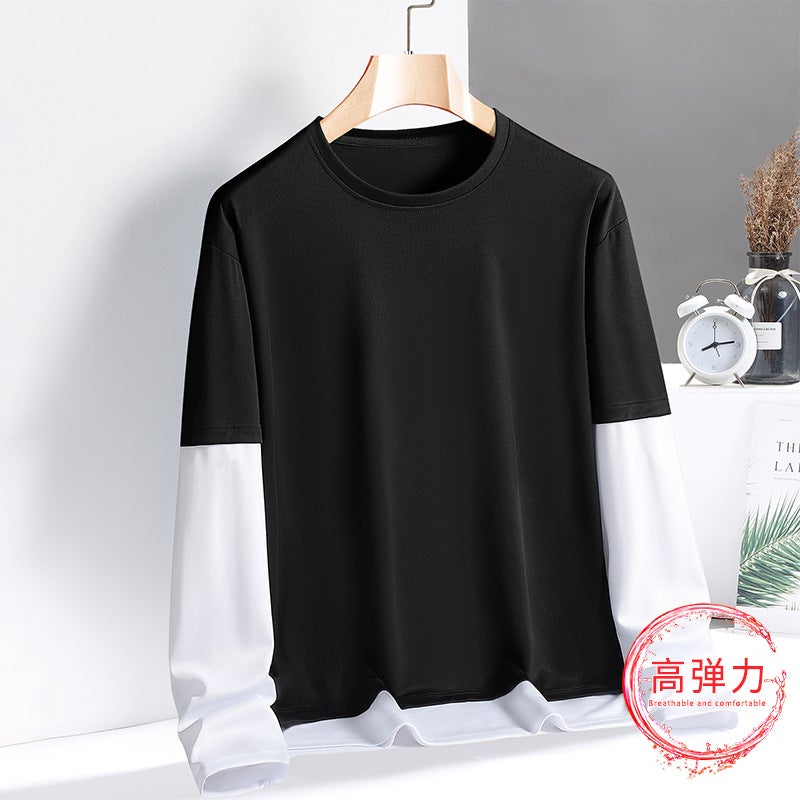 61896 Spring 2024 New Quick-drying Ice Silk Long-sleeved T-shirt Men's Casual Jacket Sports Stretch Cotton Fitness Household - Image 2