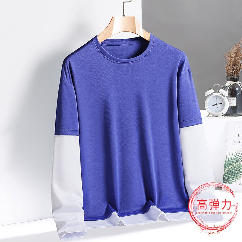 61896 Spring 2024 New Quick-drying Ice Silk Long-sleeved T-shirt Men's Casual Jacket Sports Stretch Cotton Fitness Household - Image 3