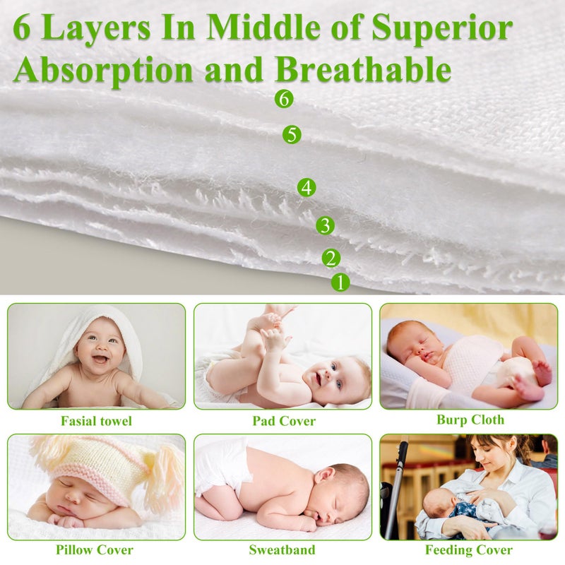 Fasoar Cloth Diapers Prefold Covers 6 Pack - 6 ply 100% Unbleached Cotton, Thick Washable Absorbent Diaper Covers for Babies and Toddlers Multi-Use (10-35 lbs) 6 Pack - Image 3