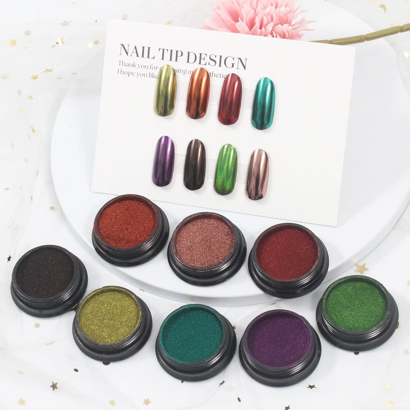 Artdone 16 Jars Chrome Nail Pearl Powder Silver and Gold Mirror Iridescent Aurora Metallic Nail Pigment Pearlescent Mermaid Pigment Pearl Dust Kit, Nail Art Decoration, Acrylic Resin Craft - Image 2