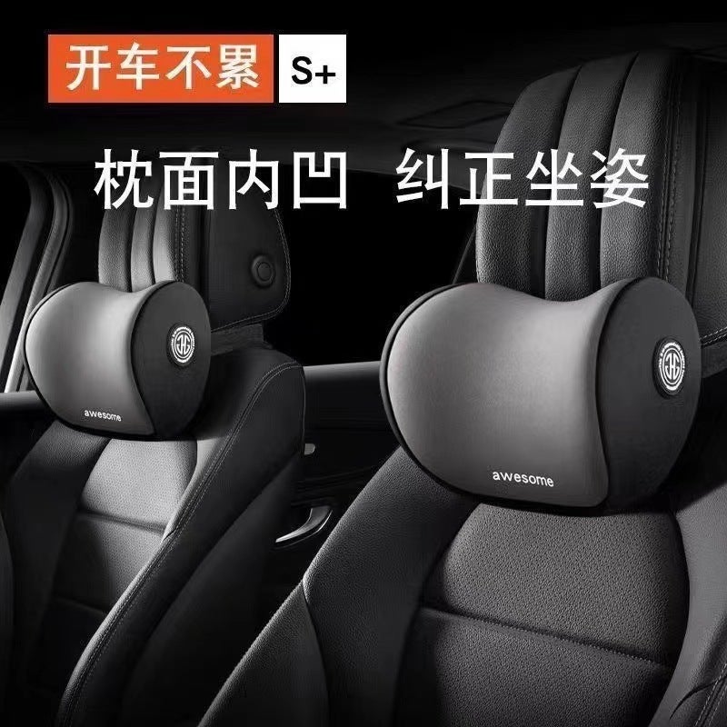 Ergonomic Car Headrest and Lumbar Support Pillow Gray suit - Image 4