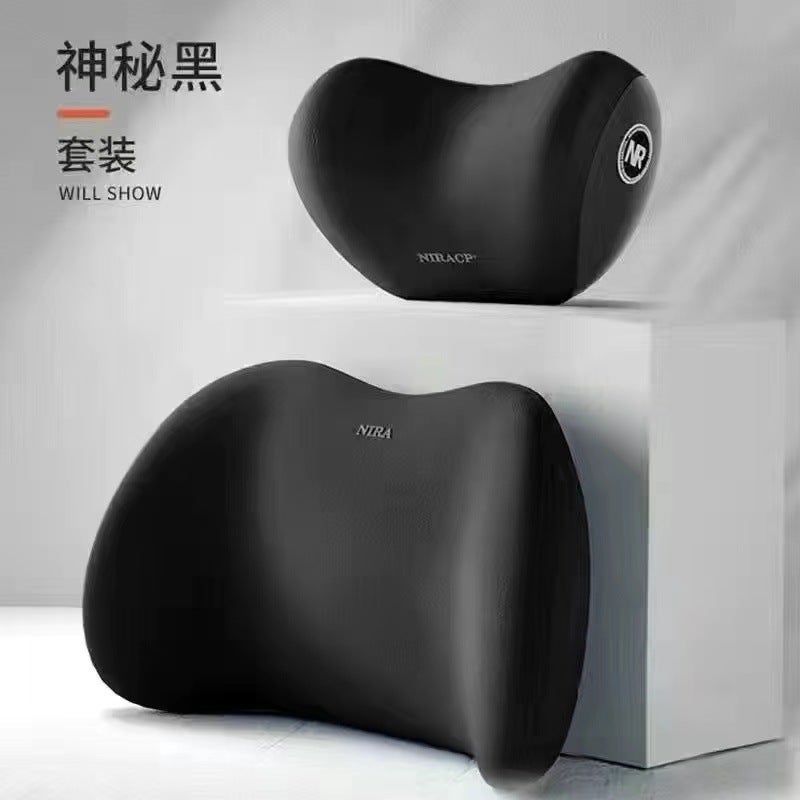 Ergonomic Car Headrest and Lumbar Support Pillow Gray suit - Image 1