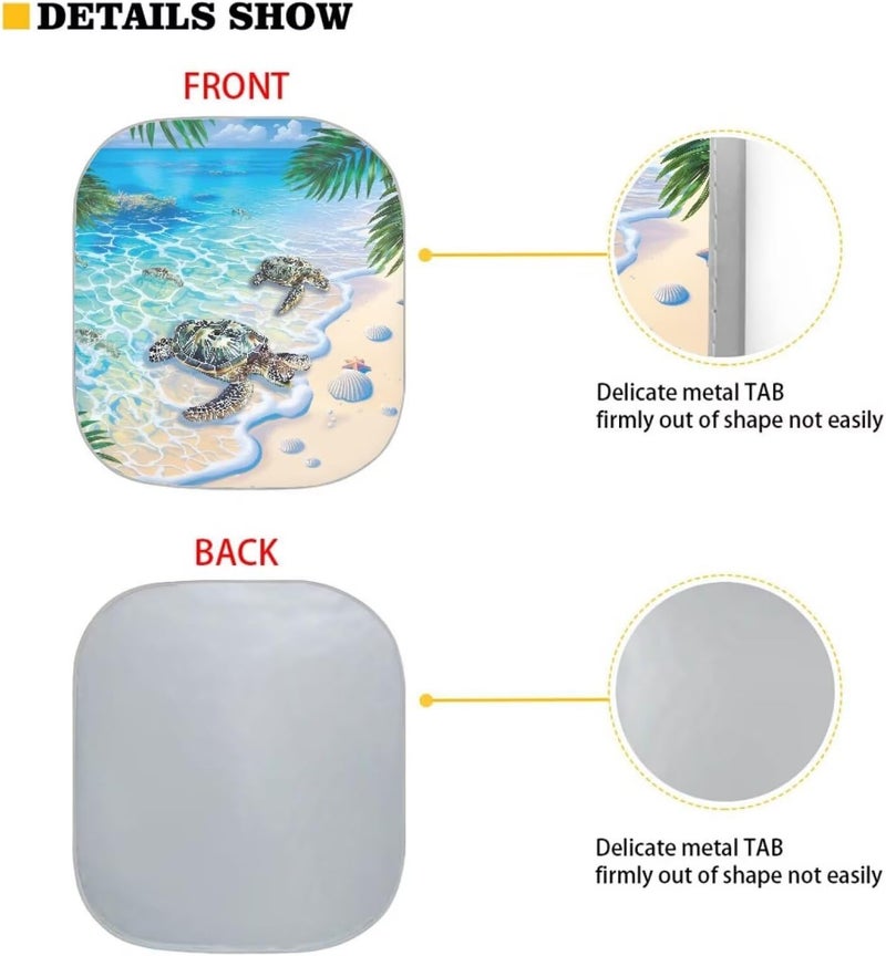 بولوبور ظل شمس سلحفاة بحر المحيط لزجاج السيارة الأمامي، ظلال استوائية لنافذة السيارة الأمامية، واقيات شمس قابلة للطي للسيارات، عاكس حراري – حافظ على برودة مركبتك - Image 5