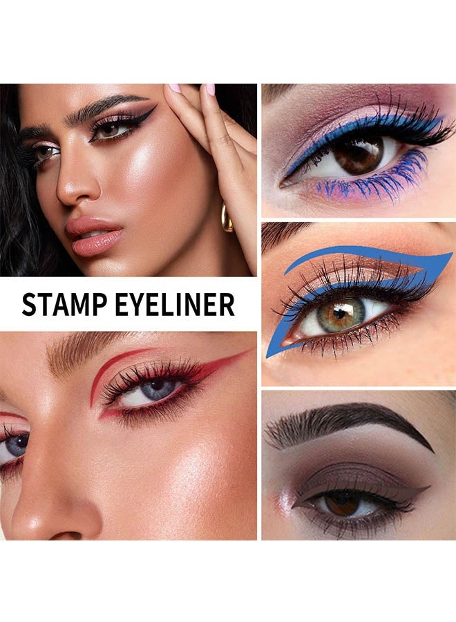 كيو اي سي قلم تحديد الختم ، كحل السائل ختم الجناح بطانة ، طوابع كحل مجنحة لعيون القطط ، طويلة الأمد سوبر سليم دقيقة شعر تلميح السائل مزدوج الرأس أدوات الوشم بطانة العين # 01 أسود - Image 4