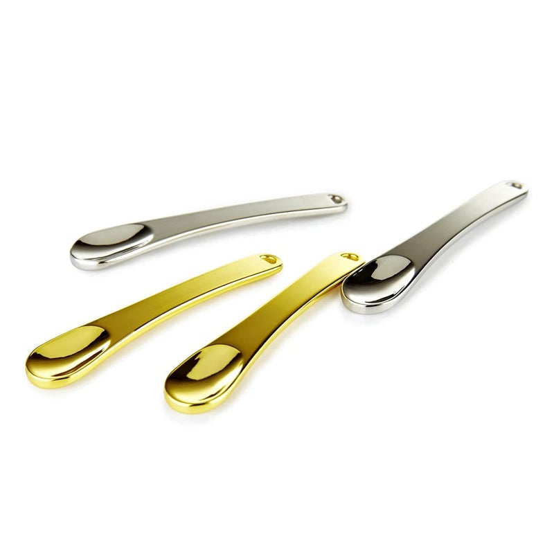 LISAPACK 4 Pack Metal Makeup Spatula Mini Spoon Beauty Scoop for Facial Cosmetic Face Mask Silver  Gold