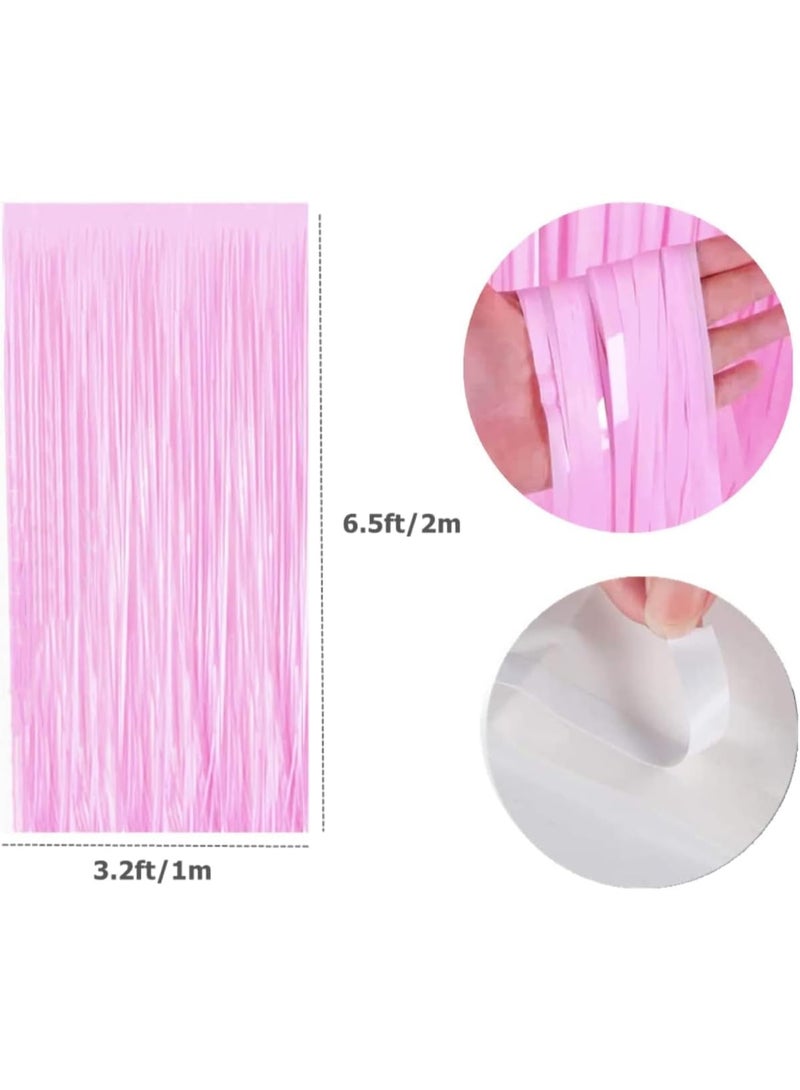 ThePartyPopper Pastel Pink Foil Fringe Curtain – 2-Pack Tinsel Party Backdrop (100 cm × 200 cm) | Metallic Foil Fringe Curtain for Birthday, Wedding, Eid, Graduation, Baby Shower Photo Decor (Pink) - Image 3