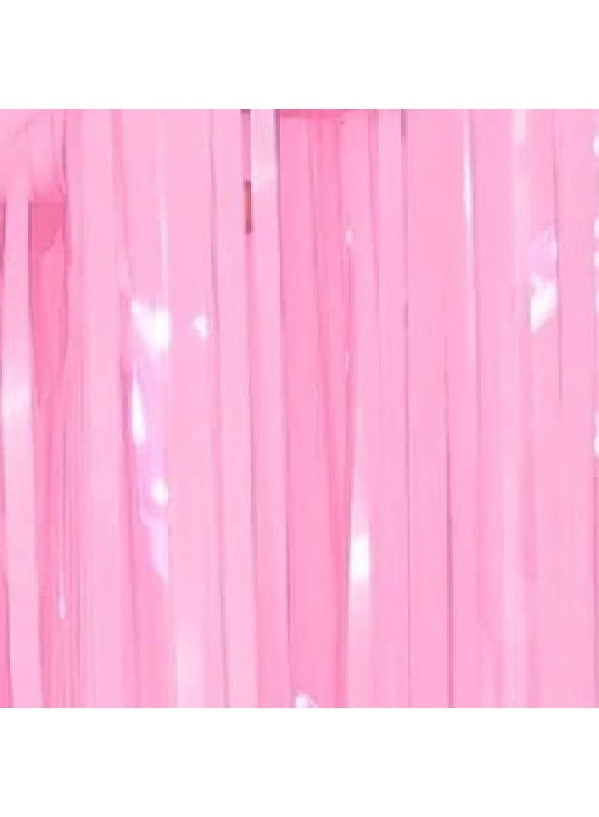 ThePartyPopper Pastel Pink Foil Fringe Curtain – 2-Pack Tinsel Party Backdrop (100 cm × 200 cm) | Metallic Foil Fringe Curtain for Birthday, Wedding, Eid, Graduation, Baby Shower Photo Decor (Pink) - Image 2