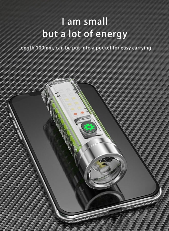 مصباح يدوي LED مع مشبك، ضوء صغير على شكل قلم، ضوء فلاش متعدد الوظائف بألوان الأحمر والأزرق، مصباح محمول جيب للاستخدام اليومي، للمشي في الطبيعة، والتخييم، والتنزه - Image 2