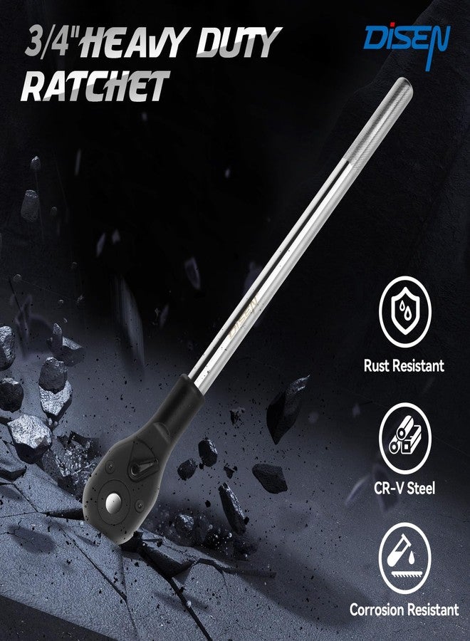 DISEN 3/4'' Drive Ratchet,24-Tooth Gear with 15° Sweep,Quick-Release Reversible Ratcheting with Reinforced Steel - Image 5