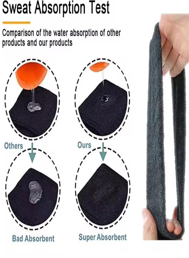 XFyt Cotton Blend Gym Sports Headband For Workouts, Exercise And Running High Sweat Absorption, Breathable, Anti Microbial, Non Slip Hairband Men Women Cricket Tennis Head Band (Black) - Image 5