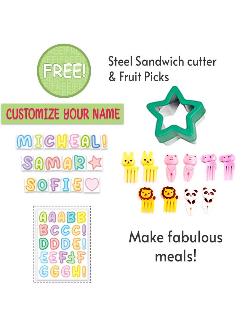Eazy Kids 6 And 4 Convertible Bento Lunch Box With Sandwich Cutter Set - Jawsome Blue  - Image 5