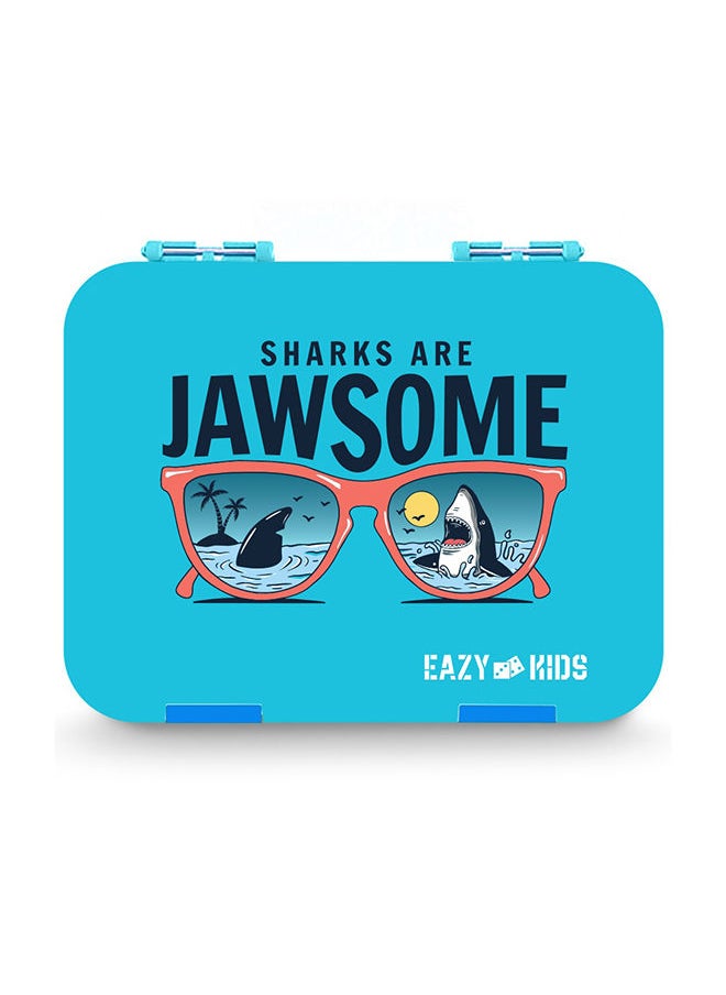 Eazy Kids 6 And 4 Convertible Bento Lunch Box With Sandwich Cutter Set - Jawsome Blue  - Image 2