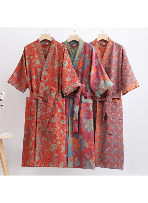 Pure Cotton Double Layer Bathrobe Couples Fast Drying XL No.