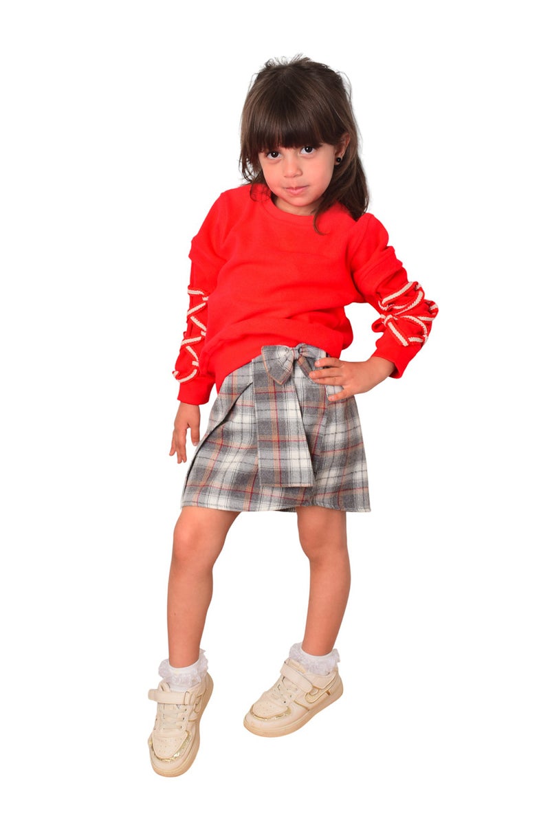 Bongo Kids Wear Plaid Fayla Cotton Blend Above Knee Skirt For Girls - Multicolored - Image 1