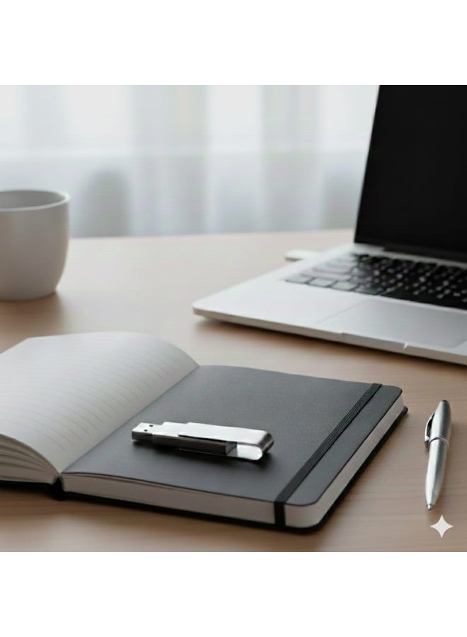 A lined notebook with a soft-touch hard cover, a stainless steel pen, and a USB flash drive. It has a modern and elegant design and makes a suitable gift. - Image 5