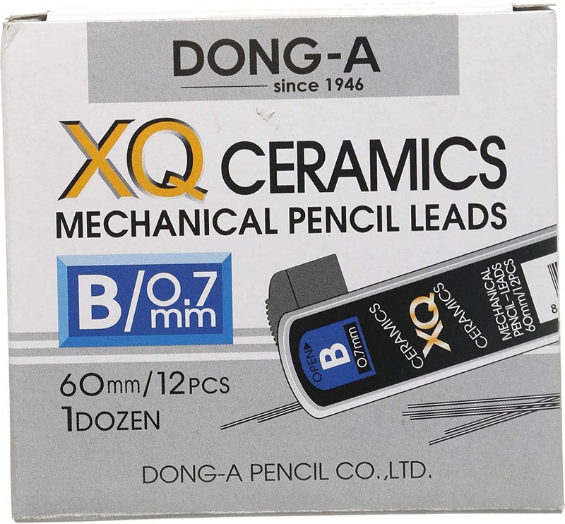 Dong-A Ceramics XQ Mechanical Pencil Leads - B, 0.7mm - Set of 12 Pieces