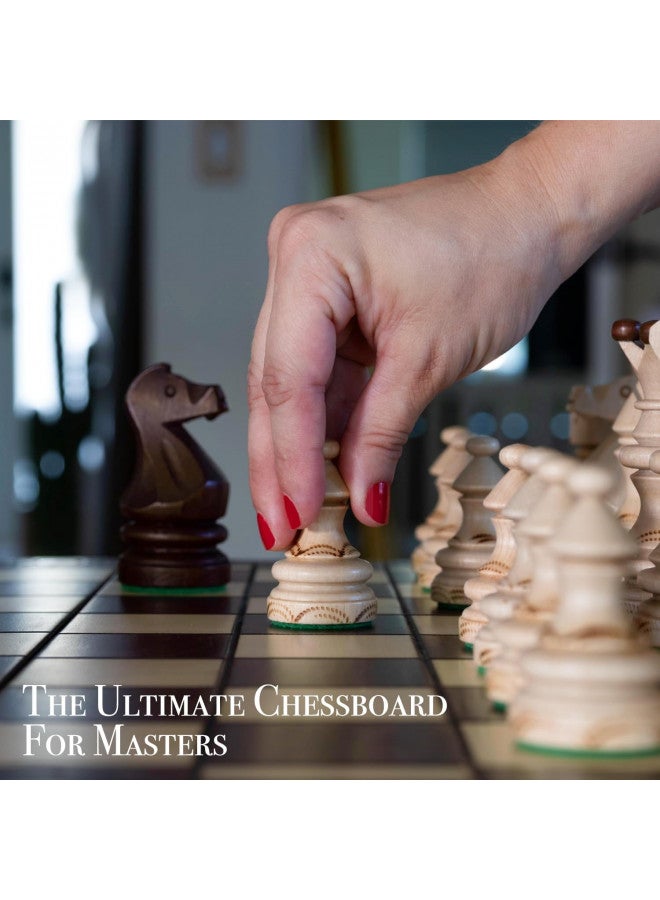 Wegiel Imperator 21-Inch Luxury Wooden Chess Set for Adults and Kids - Handcrafted from Premium Beech and Birch Wood - Unique Folding Design with Chess Piece Storage, Brown - Image 4