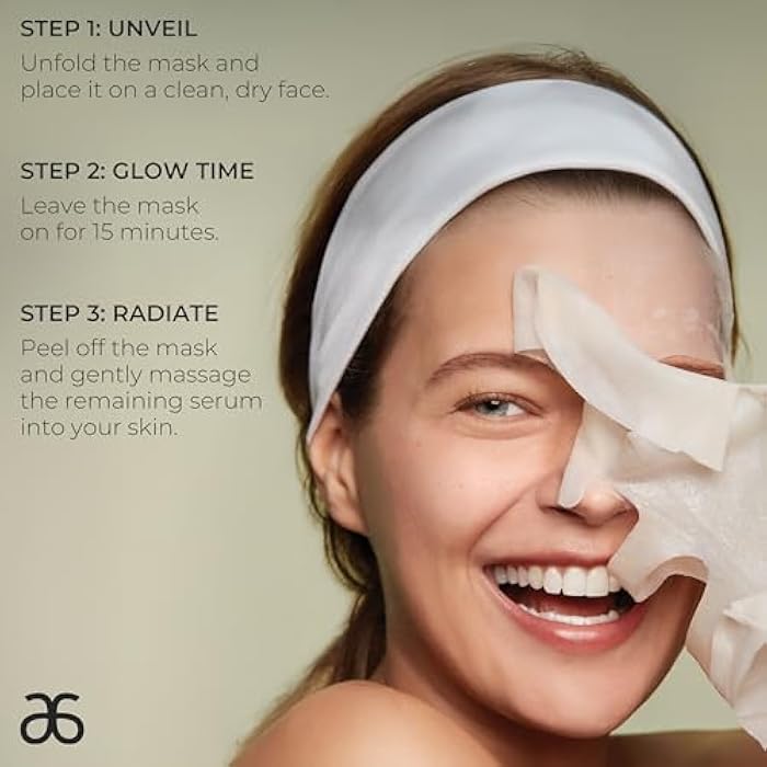 Arbonne Radiance Face Sheet Mask - Sheet Face Mask with Niacinamide for Dry and Dull Skin, Enhance Brightness, Tone, Smooth and Hydrate Skin - 1 Pack - Image 4