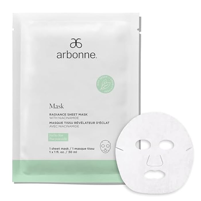 Arbonne Radiance Face Sheet Mask - Sheet Face Mask with Niacinamide for Dry and Dull Skin, Enhance Brightness, Tone, Smooth and Hydrate Skin - 1 Pack - Image 1