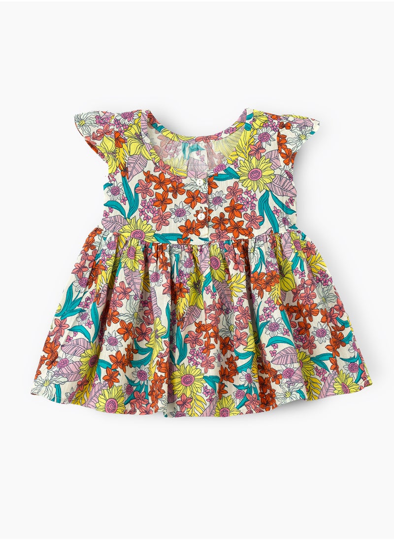 Jelliene Enchanted Garden Floral Viscose Dress for Infant Girls  - Image 1