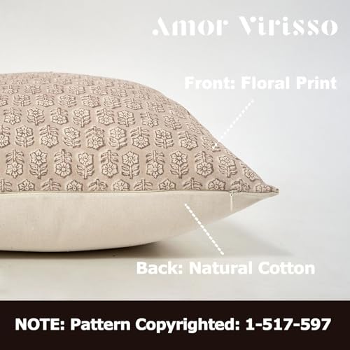 Amor Virisso Floral Pillow Covers 18x18 Couch Pillows for Living Room Farmhouse Neutral Pillow Covers Decorative Throw Pillow Covers Accent Sofa Pillows 1PC, Cloud Cream - Image 2