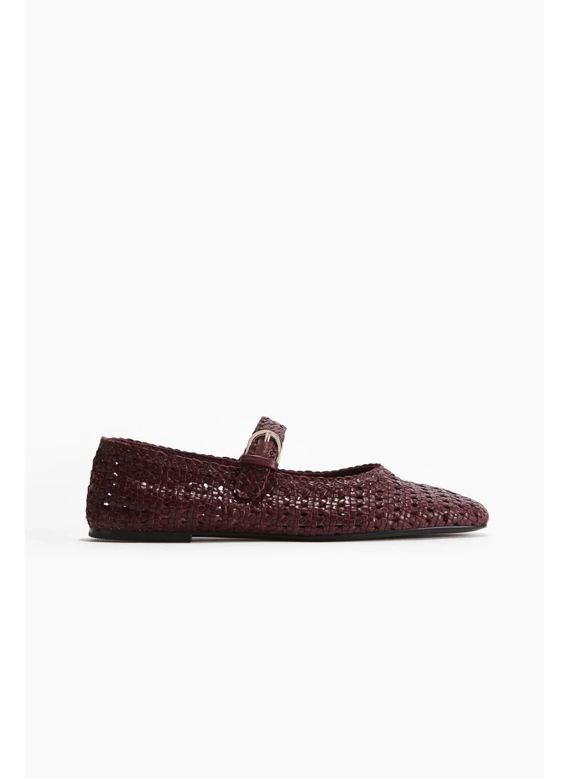 اتش اند ام Leather Mary Jane ballet pumps