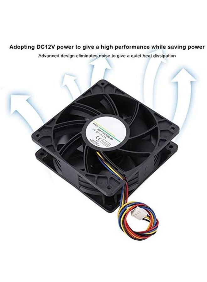 مروحة حالة وحدة المعالجة المركزية السوداء، مبرد هواء قوي تبديد الحرارة بمحمل كرة مزدوج وصامت - Image 5