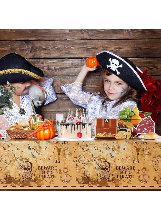 Irenare Pirate Party Tablecloth Treasure Map Tablecover Plastic Island Treasure Table Covers Pirate Nautical Supplies for Birthday Party Decoration 54 x 108 Inches3 Pieces - Image 5