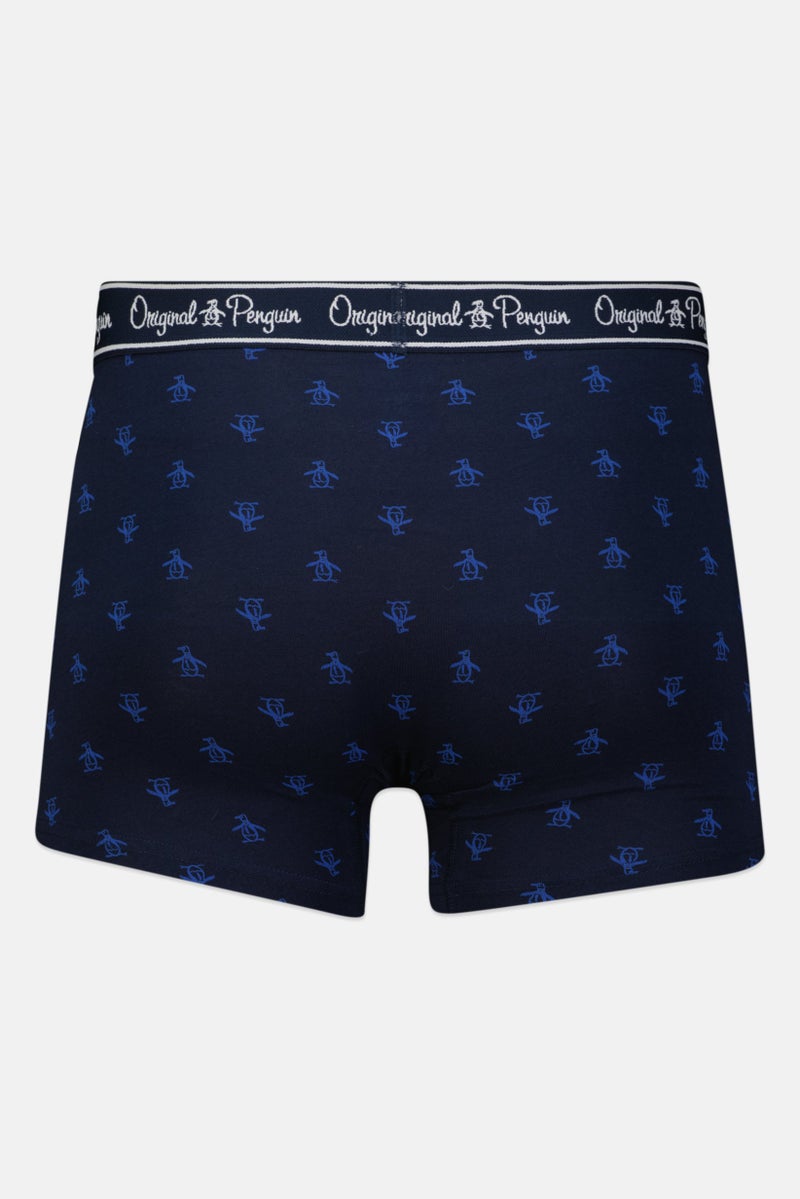 Original Penguin Men 3 Pieces Allover Print Boxer Briefs, Navy/White/Steel Blue - Image 4