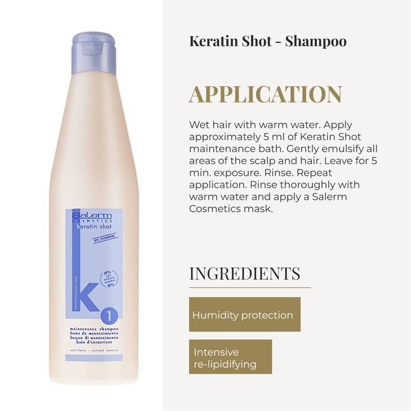 Salerm ساليرم - شوت الكيراتين - شامبو خالي من الكبريتات - 500 مل - تحضير وصيانة لعلاج فرد الكيراتين - شعر ناعم ولامع - Image 4