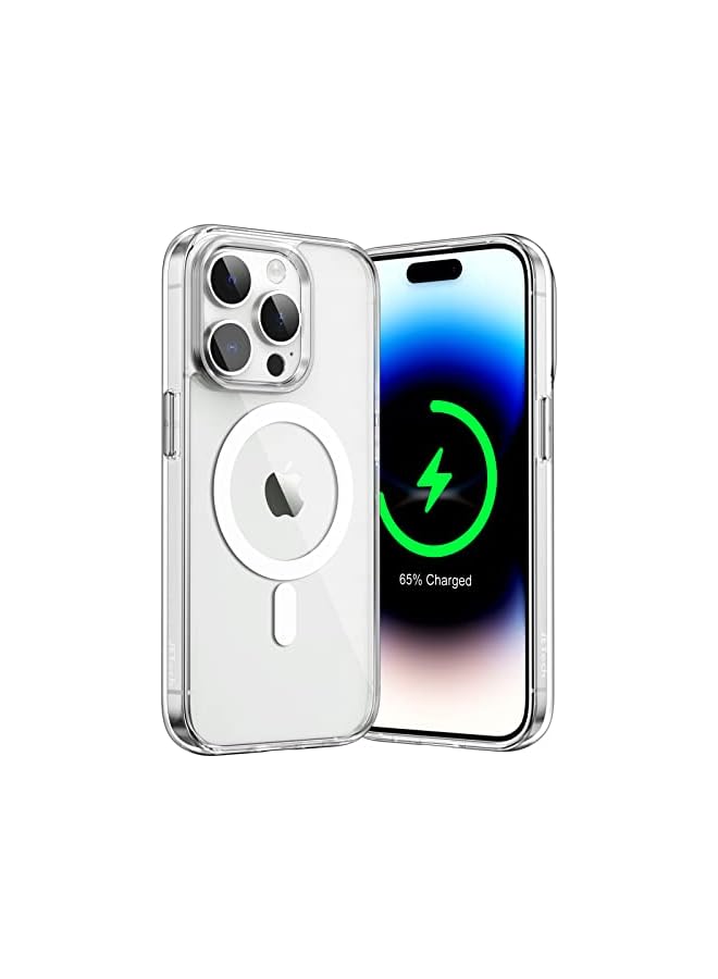 JETech Magnetic Case for iPhone 14 Pro Max 6.7-Inch Compatible with MagSafe Wireless Charging, Shockproof Phone Bumper Cover, Anti-Scratch Clear Back (Clear) - Image 1