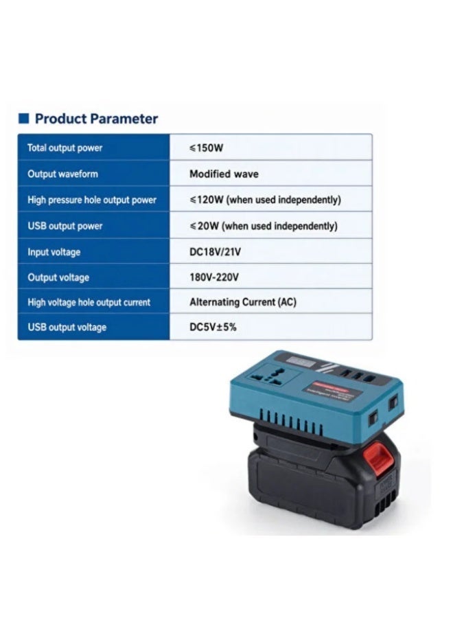 TOBI 21V to 180V/220V Power Inverter - Voltage Converter with Dual-Engine Fast Charging | Intelligent Protection & Anti-Shock Design | Portable DC to AC Inverter for Laptop, Mobile Devices, Tools & Compatible Electronics - Image 5