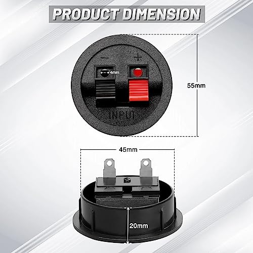 Tongze 4PCS Speaker Box Terminal Cup, Spring Round Subwoofer Box Terminal Binding Post Connector for DIY Home Car Speaker & Sub-woofer - Image 4