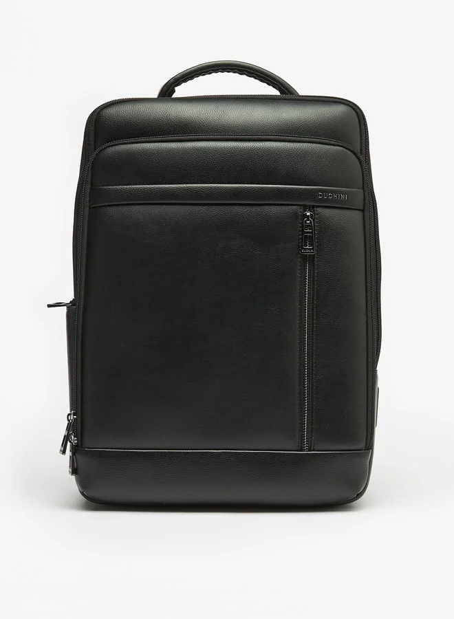 DUCHINI Textured Backpack with Adjustable Straps and Zip Closure