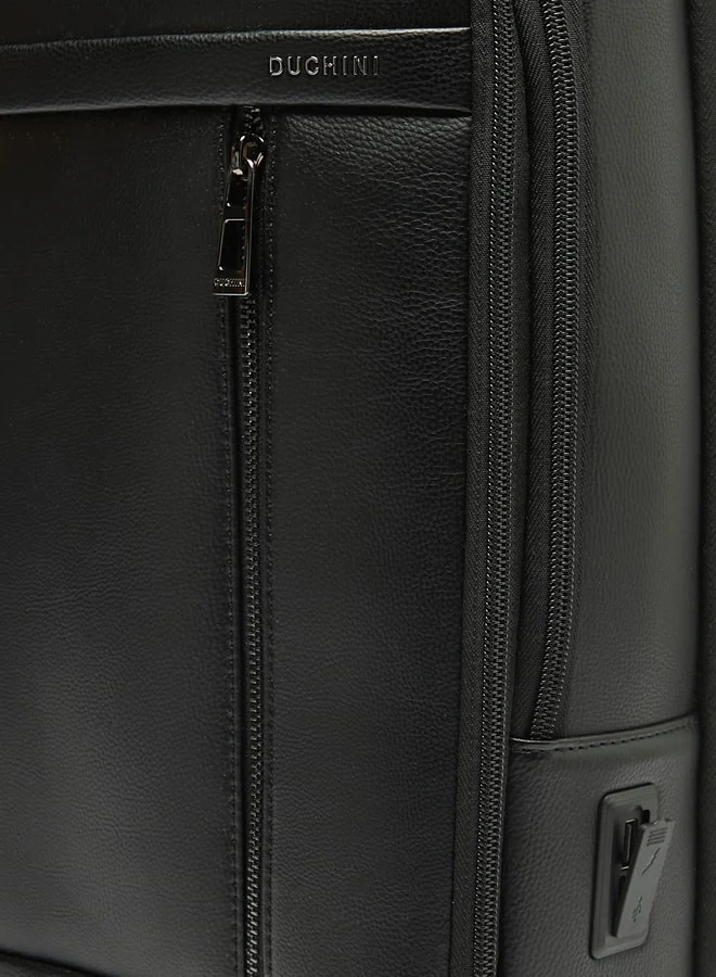 DUCHINI Textured Backpack with Adjustable Straps and Zip Closure