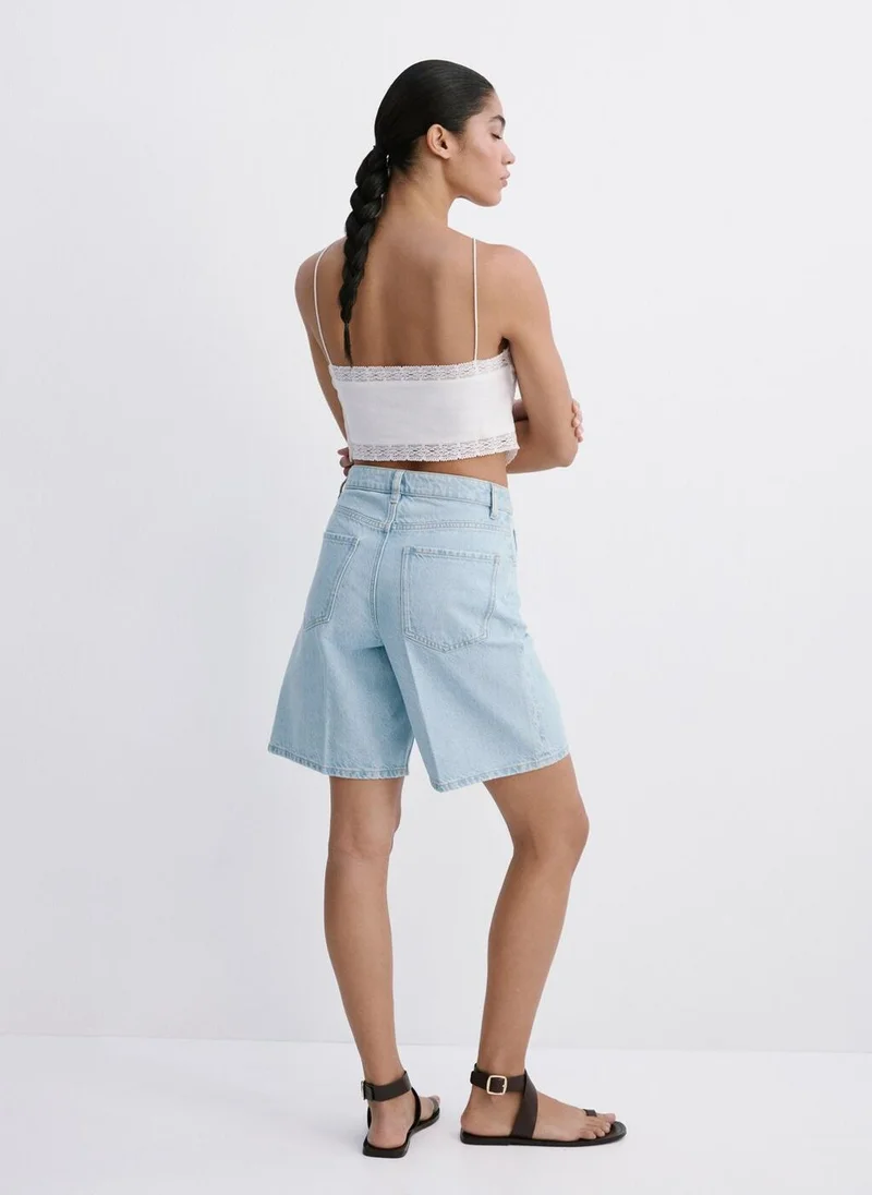 مانجو High-Waist Straight-Fit Denim Shorts