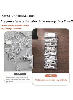 SYOSI Data Cable Organizer Box, with 10 Wire Ties, Clear Power Cord Management with 8 Compartment  (with Lid)  - Image 2