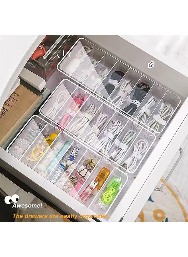 SYOSI - Data Cable Organizer Box, with 10 Wire Ties, Clear Power Cord Management with 8 Compartment  (with Lid) - Image 1