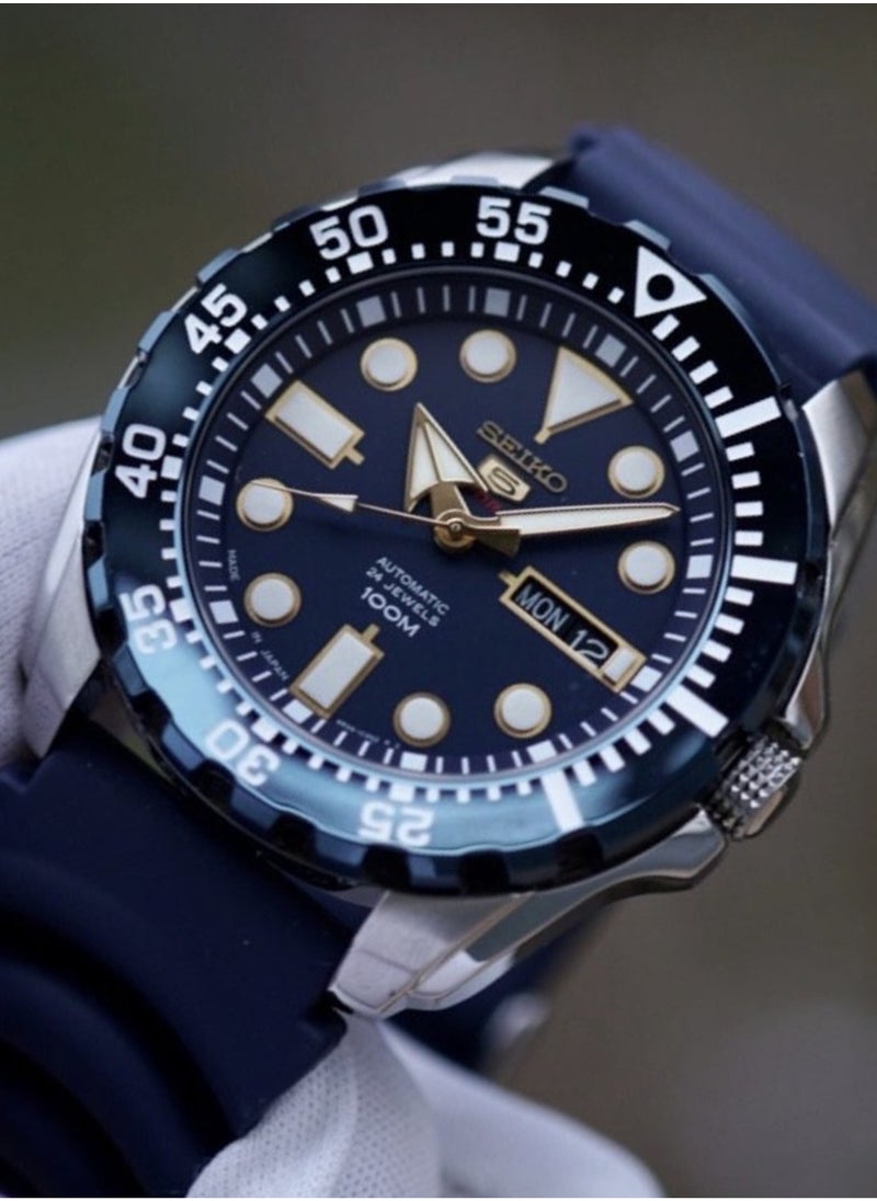 Seiko ​Seiko 5 Sports Men's Watch SRP605J2 44mm Stainless Steel Automatic Diver’s Blue Dial Silicone Strap​  - Image 1