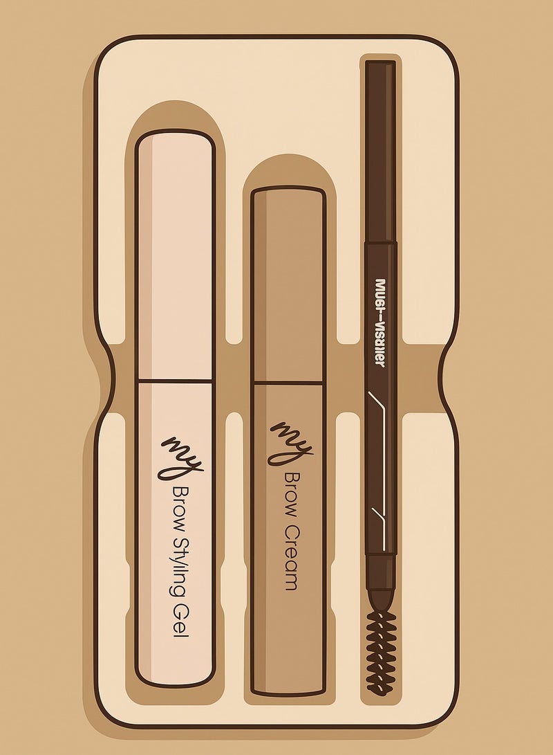 ميوزك فلاور مجموعة حواجب 3في1  بني متوسط - Image 5