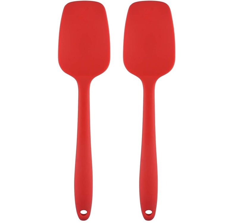 TASKHOUSE Silicone Spatula Set Rubber Spatulas with Stainless Steel Core Non-Stick Kitchen Utensils for Cooking, Baking & Mixing – 2 Piece (Red) - Image 1
