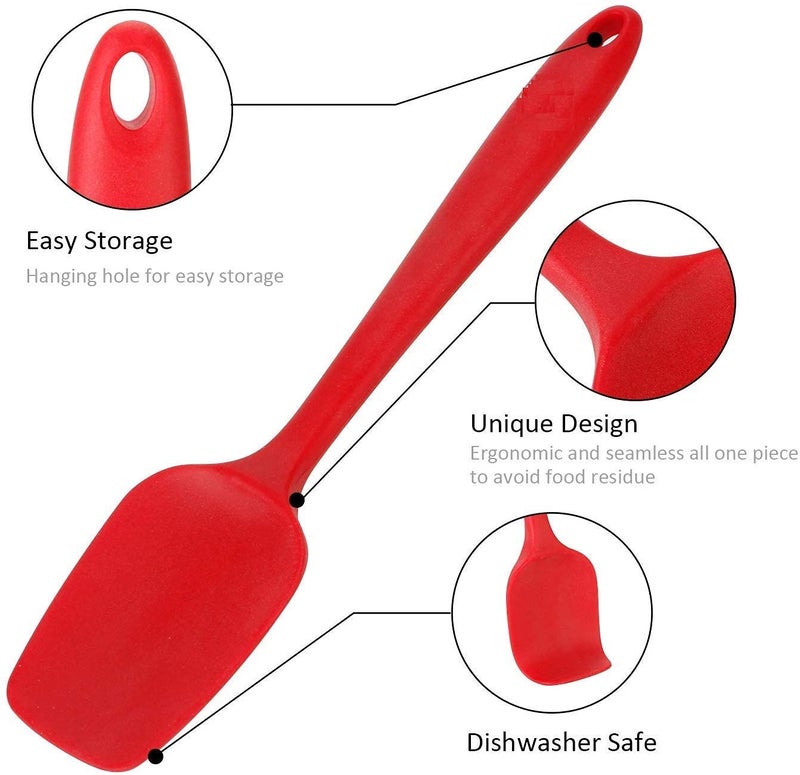 TASKHOUSE Silicone Spatula Set Rubber Spatulas with Stainless Steel Core Non-Stick Kitchen Utensils for Cooking, Baking & Mixing – 2 Piece (Red) - Image 5