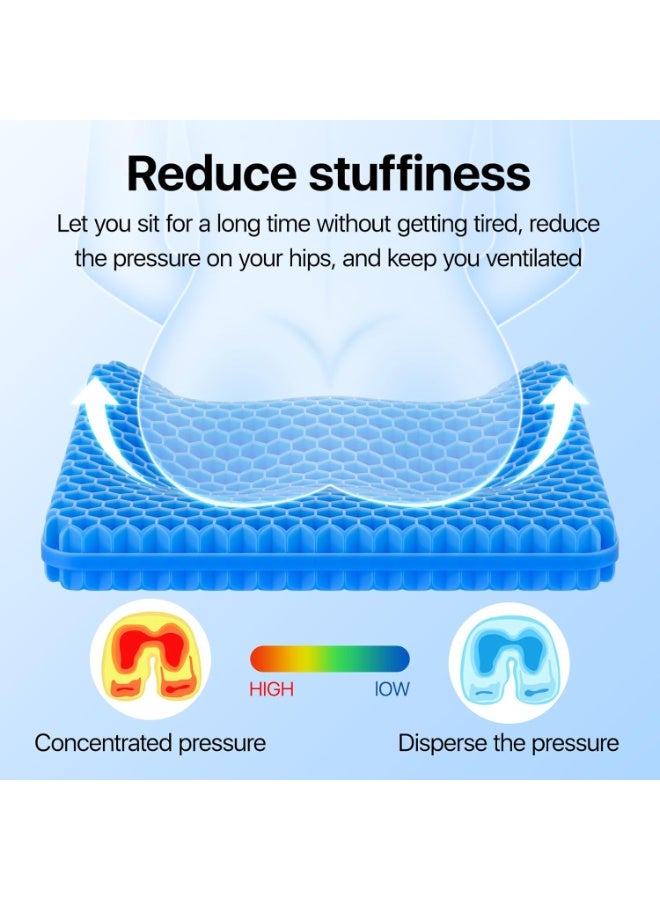 HOMESTAR Honeycomb Gel Seat Cushion, Cooling Seat Cushion Breathable Honeycomb Design, Absorbs Pressure Points Seat Cushion with Non-slip Cover Gel Cushion for Office Chair Home Car Seat Cushion for Wheelchair, Blue, 45x45x3.5cm - Image 4
